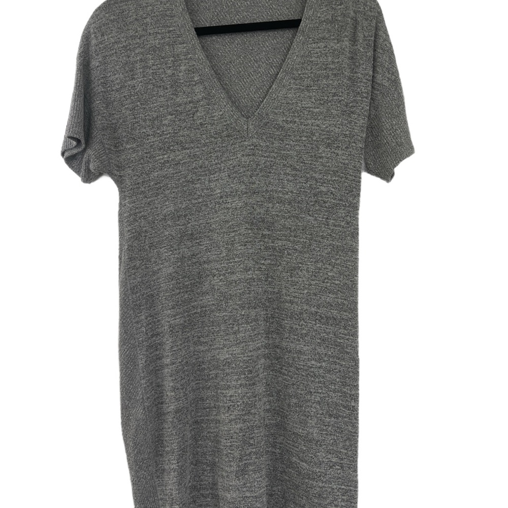 rag & bone Gray V-Neck Short Sleeve Knit Tunic Dress
